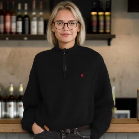 Polo Ralph Lauren Sweaters - Polo Ralph Lauren 1/4 Zip Black Pullover Sweater Size L